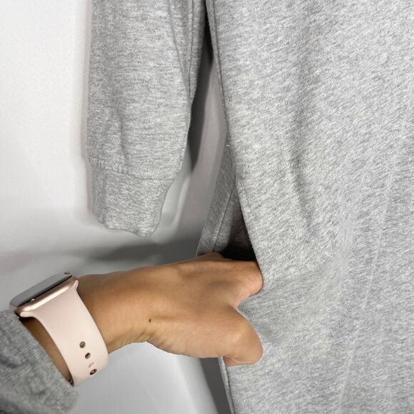 ATM Anthony Thomas Melillo Small S Sweatshirt Dress Heather Gray Crew Pockets - Picture 8 of 11